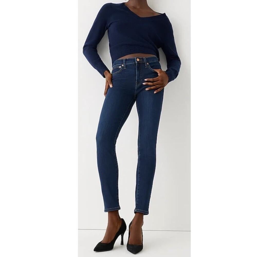 J Crew 9” High-Ride Toothpick Dark Wash Skinny Jeans